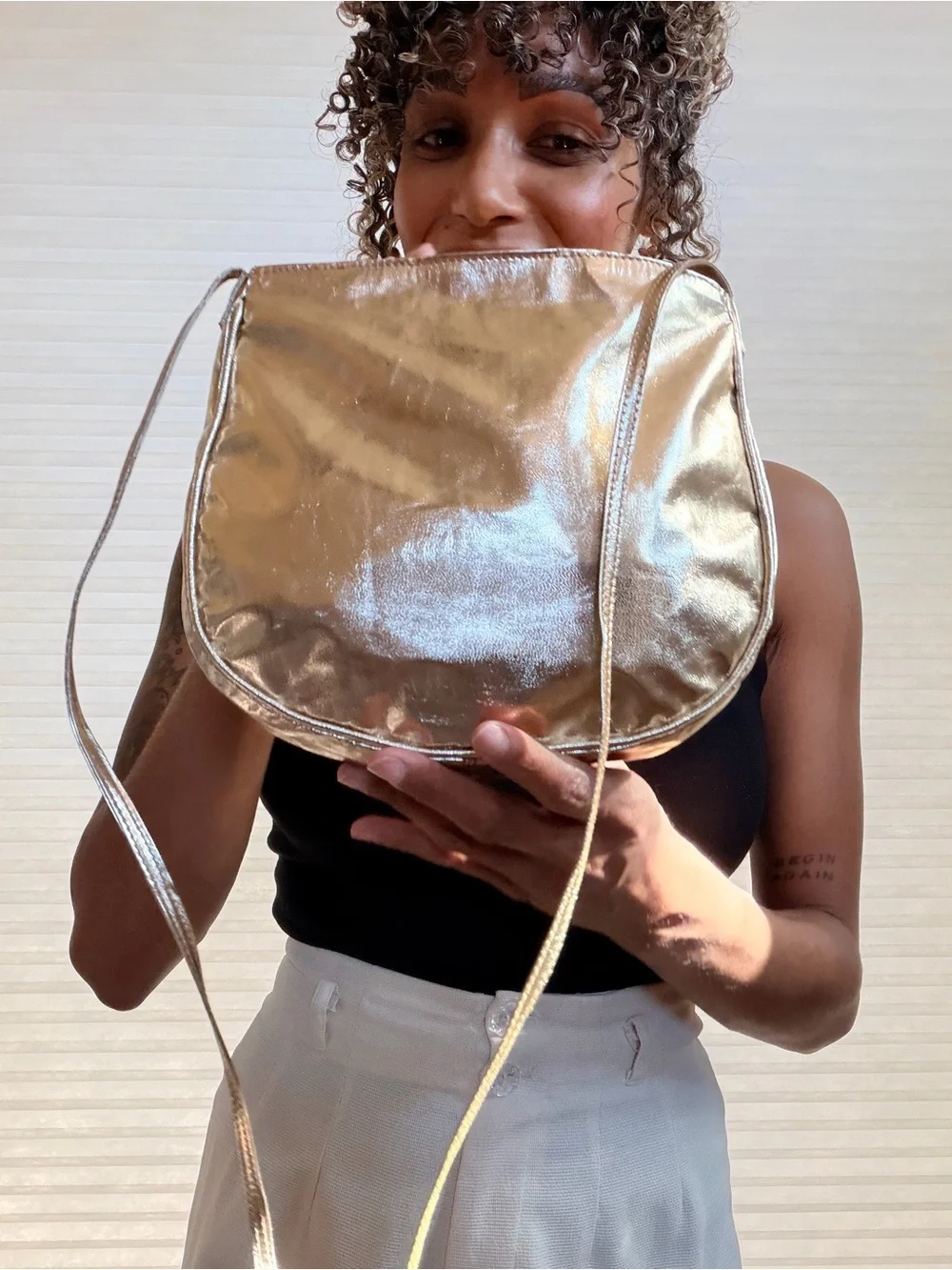 Sirocco Metallic Gold Leather Shoulder Bag